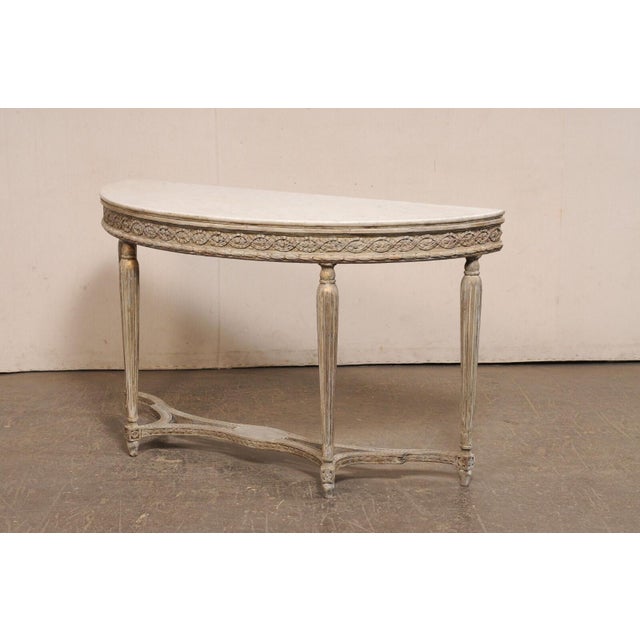 Late 18th Century French Demi-Lune With Orig. Marble, Late 18th C For Sale - Image 5 of 12