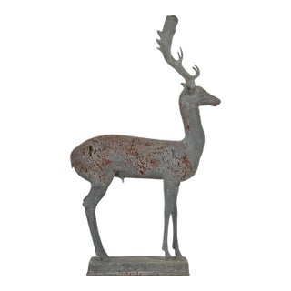 Mid-Century Continental Cast Lead Garden Statue of a Stag For Sale