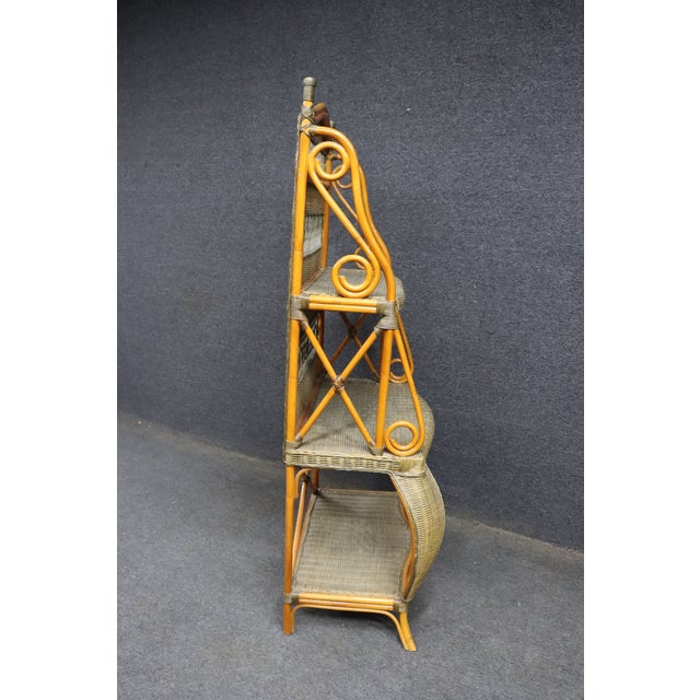 Italian Bamboo and Wicker Etagere For Sale - Image 15 of 15