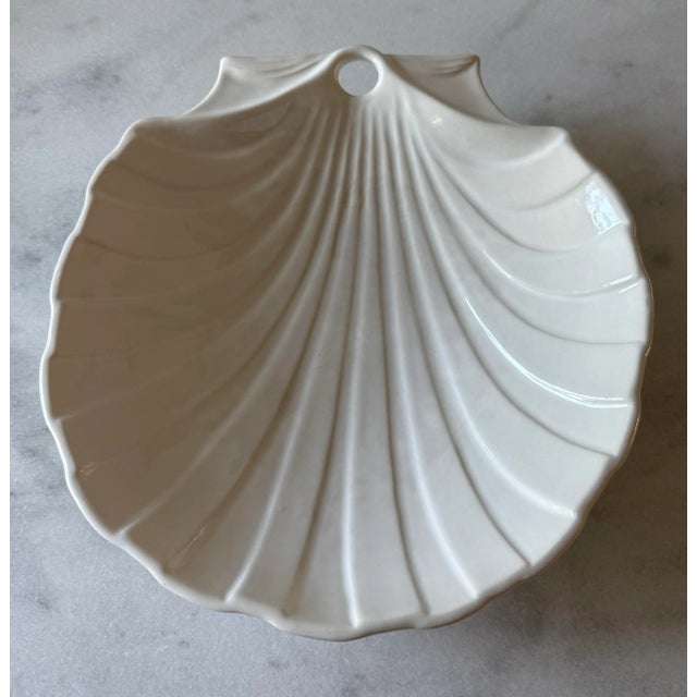 Mediterranean Vintage Ceramic Scallop Shell Serving Platter Made in Portugal For Sale - Image 3 of 8