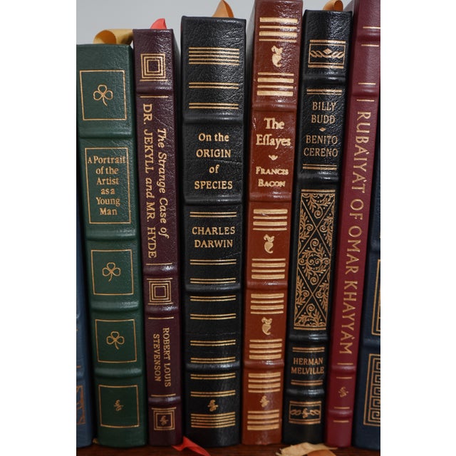 Traditional Set of 16 Gold Embossed Leather Bound Books W/ Gilt Edge by the Eaton Press For Sale - Image 3 of 11