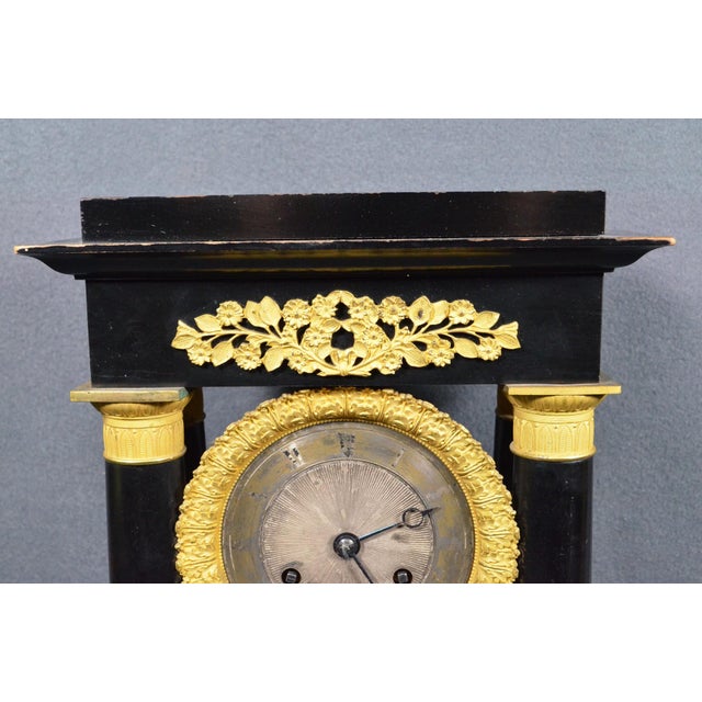French Napoleon III Ebonized Wood Portico Mantel Clock, Circa 1860 For Sale - Image 9 of 13