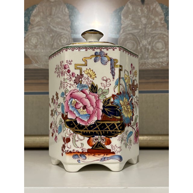 Early 20th Century Mason's Brocade Hexagonal Lidded Ironstone Tea Caddy / Jar For Sale - Image 18 of 18
