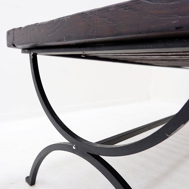 Coffee Table in Openwork Wood with Wrought Iron Legs For Sale - Image 13 of 16
