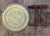 Antique Hand-Etched Brass Tray With Hand-Carved Walnut Wood Base and Mother-of-Pearl Inlay For Sale - Image 10 of 10