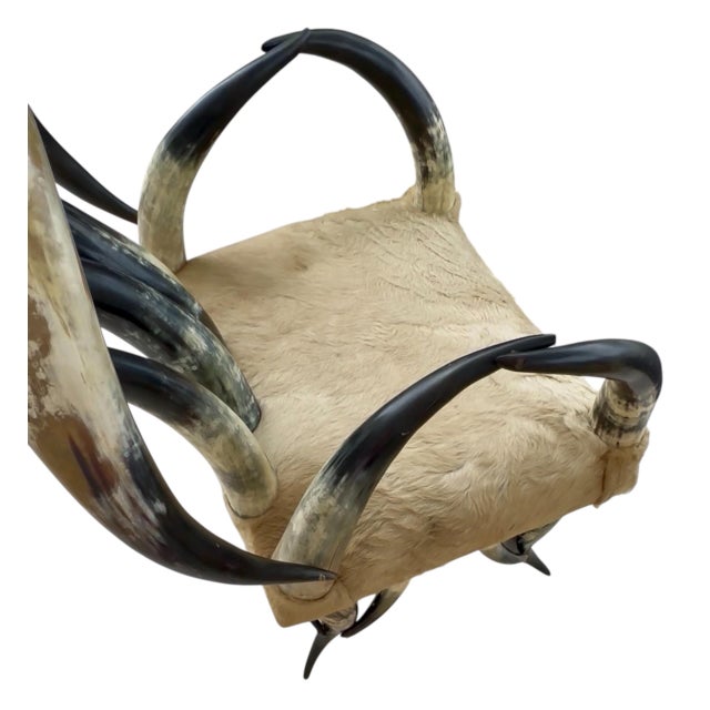 Pair of Rare Vintage Steer Horn &amp; Cowhide Rustic Southwestern Armchairs. An exceptional pair of vintage rustic...