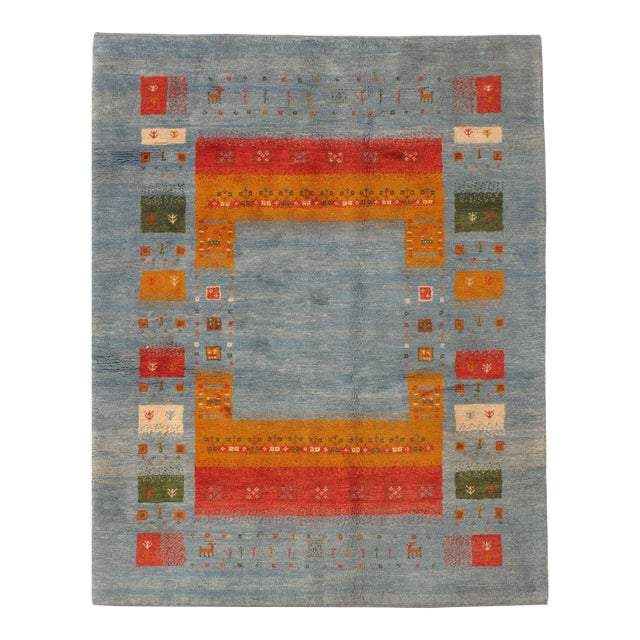 Vintage Hand-Knotted Persian Gabbeh Rug 5'3" X 6'7" For Sale