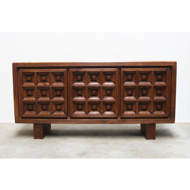 Mid-Century Brutalist Sideboard in Stained Pine by Biosca, Spain, 1960 For Sale - Image 12 of 18