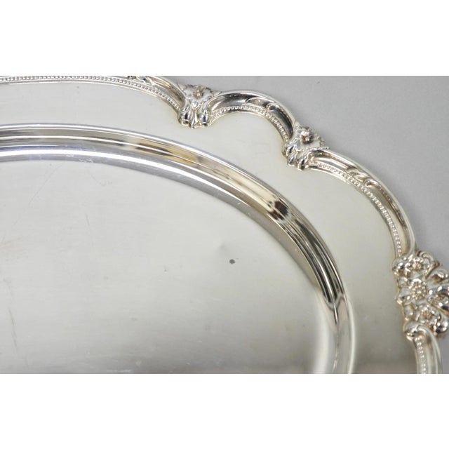Mid 20th Century Vintage 1847 Rogers Bros "Remembrance" Oval Silver Plated Serving Platter Tray For Sale - Image 5 of 12