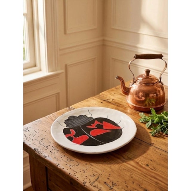 Ceramic Vintage Hand-Painted Italian Artisan Ceramic Decorative Plate – Ladybug Motif For Sale - Image 7 of 11