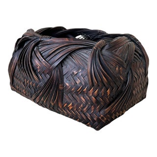 Mid 20th Century Japanese Bamboo Ikebana Basket For Sale