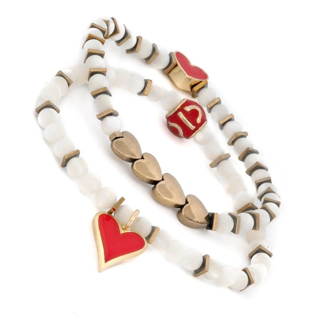 Contemporary Valentines Love Red Heart Bracelet Set For Sale - Image 3 of 8