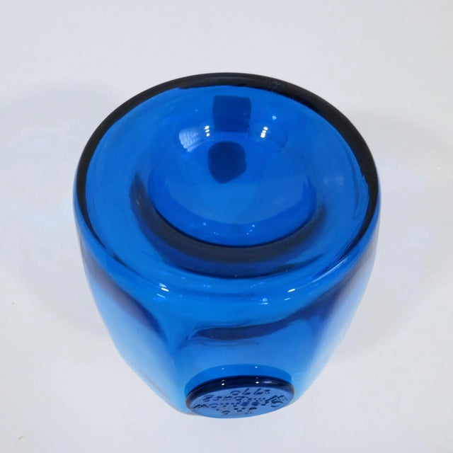 Glass Royal Leerdam Mediterranean Blue Bottle For Sale - Image 7 of 8