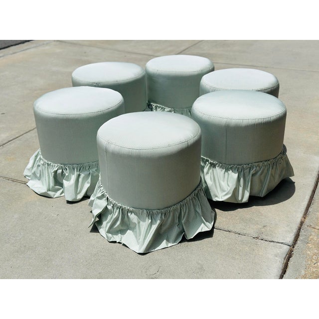 Set of Six Custom Upholstered Scalamandre Silk Stools For Sale - Image 4 of 6