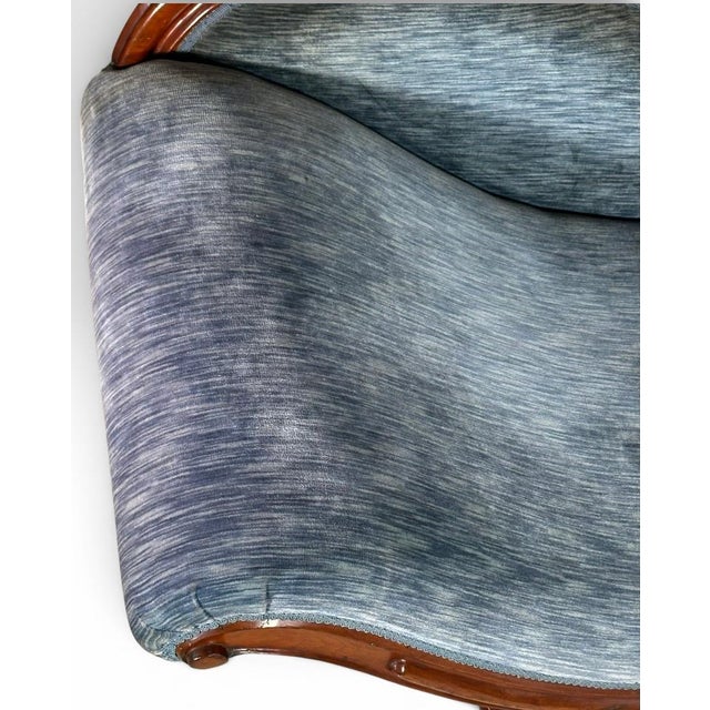 Antique Victorian Mahogany Swan Back Velvet Chaise Longue For Sale In Portland, ME - Image 6 of 18