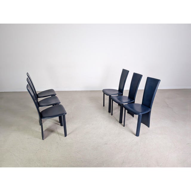 Blue Italian Handmade Chairs by Psyra for Frag, 1980s, Set of 6 For Sale - Image 8 of 13