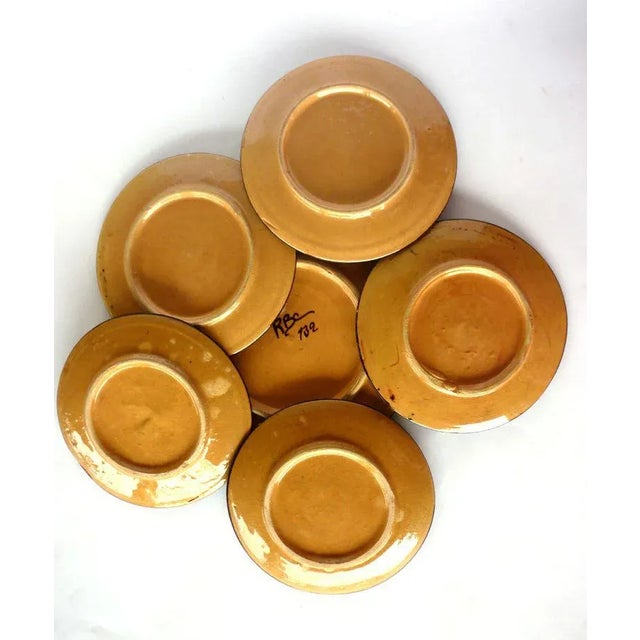 Ceramic Art Deco RBC Oak Leaf Plates by Bini & Carmignani, 1920s, Set of 6 For Sale - Image 7 of 9