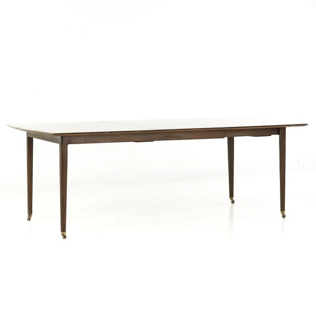 Dunbar Mid Century Expanding Hidden Leaf Walnut Dining Table With 2 Leaves For Sale In Chicago - Image 6 of 13