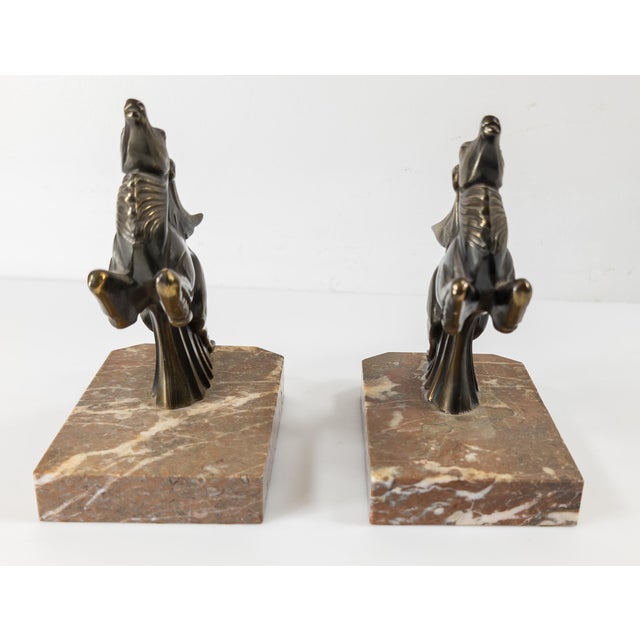 1920s 1920's Pair of French Art Deco Spelter Bookends With Leaping Stags by Franjou For Sale - Image 5 of 9