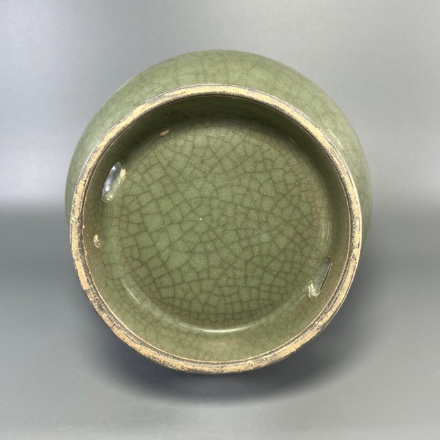 Vintage Chinese Longquan Celadon Arrow Vase With Two Ear‑Handles For Sale - Image 6 of 7