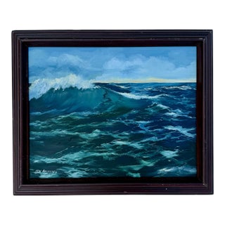 Original Nautical Seascape Oil Painting in Frame, Signed by Artist For Sale