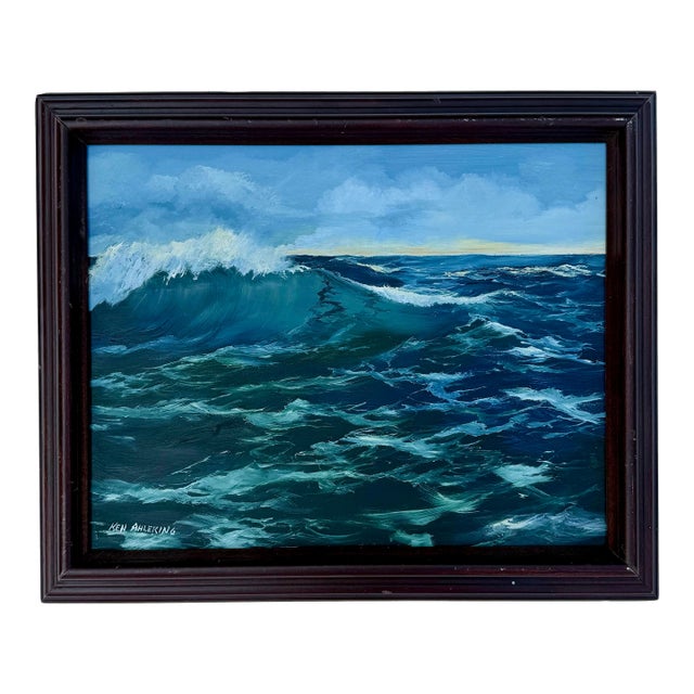Original Nautical Seascape Oil Painting in Frame, Signed by Artist For Sale