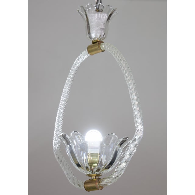Petite Art Deco Pendant Chandelier by Ercole Barovier, 1940s For Sale - Image 6 of 18