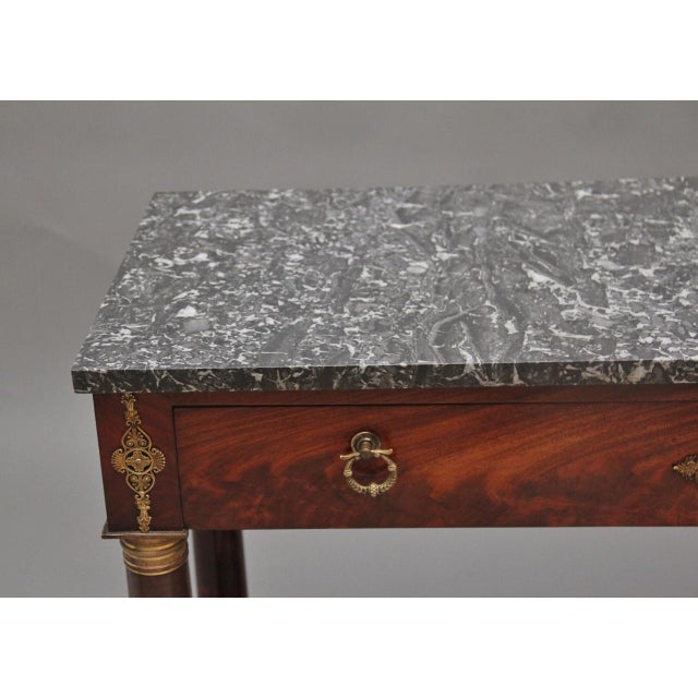 Brown 19th Century Marble Top Mahogany Console Table, 1880 For Sale - Image 8 of 18