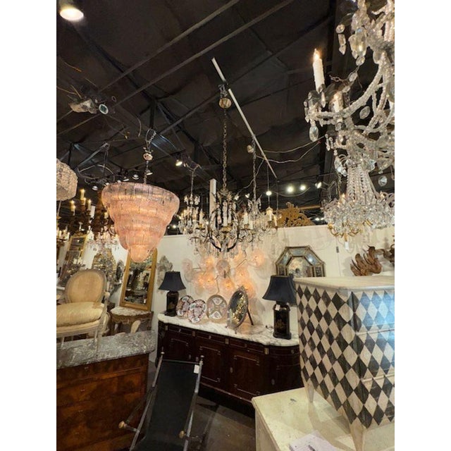 Vintage French Maison and Bagues Bronze and Rock Crystal Chandelier For Sale In Dallas - Image 6 of 7