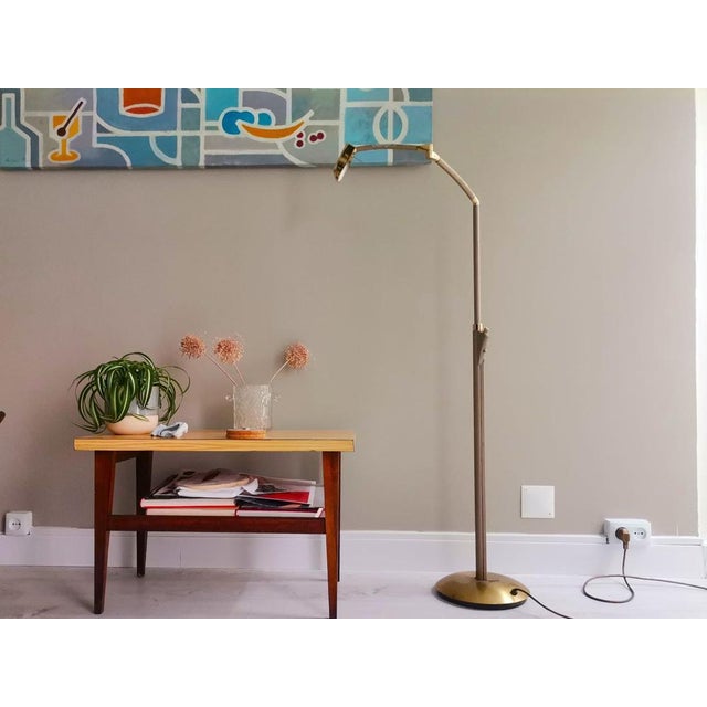 Modern Tall Modernist Golden Height Adjustable Floor Lamp, 1970s For Sale - Image 3 of 17