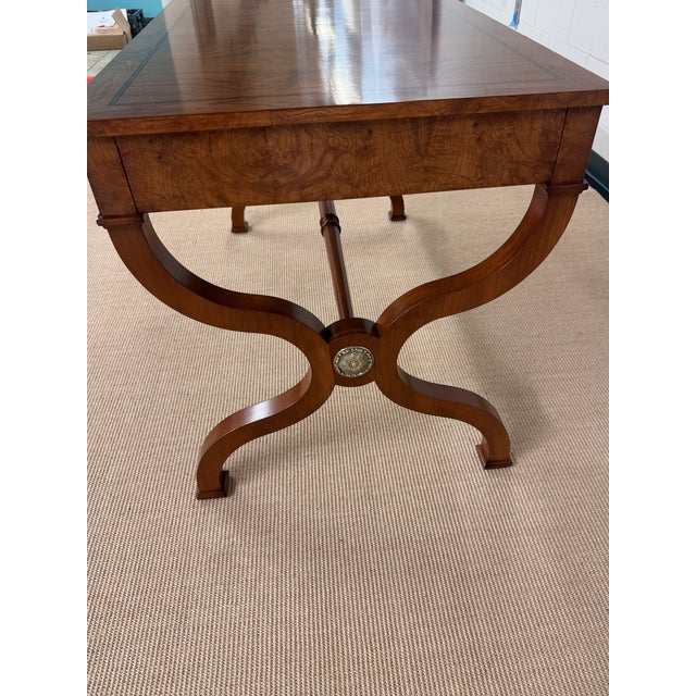 Brown Fine Vintage Burled Elm Writing Desk From Baker For Sale - Image 8 of 8