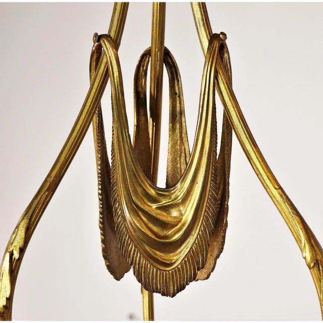 Bronze French Neoclassical Doré Bronze Chandelier With Rams For Sale - Image 8 of 13