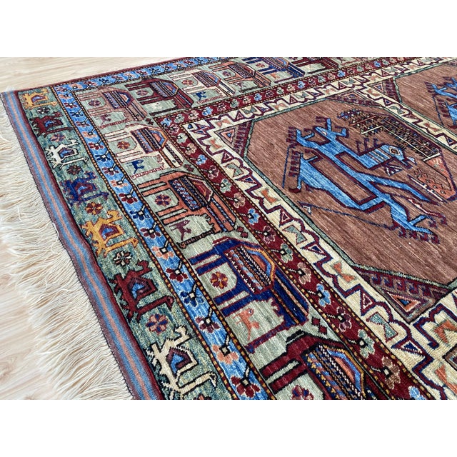1990s Vintage Afghan Ersari Wool Rug, Rust Bird Gul For Sale - Image 5 of 11