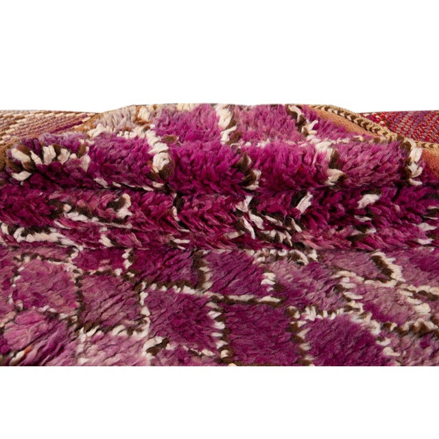 Tribal Mid-20th Century Purple Moroccan Tribal Wool Rug For Sale - Image 3 of 7