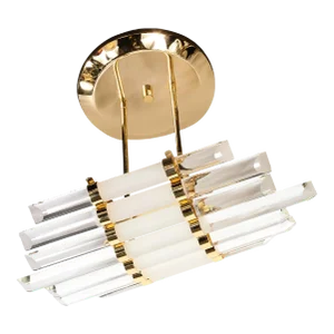 Mid-Century Modernist Skyscraper Style Glass Rod Chandelier With Brass Fittings