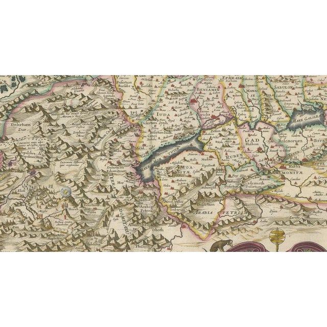 Holy Land Map with Terra Sancta Palestina from Blaeu, 1642 For Sale - Image 11 of 12