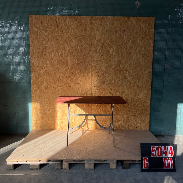 French Garden Table with Red Top, 1950s For Sale - Image 4 of 4