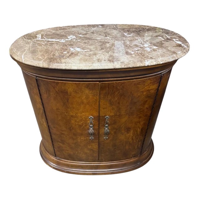 Mid 20th Century Thomasville Marble Oval Cabinet For Sale