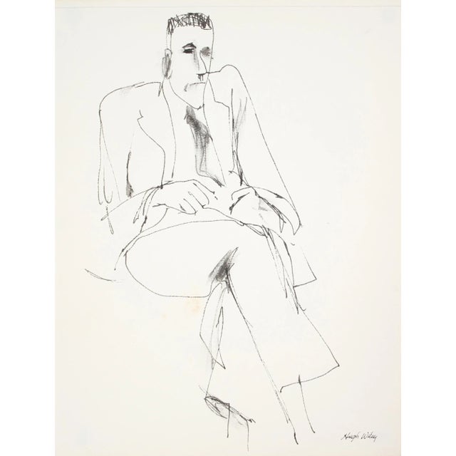 This Late 1950's sketch of a seated man is by Northern California artist Hugh Wiley (1922-2013). Wiley studied at the...