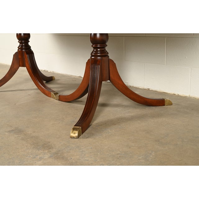 Drexel Georgian Mahogany Double Pedestal Extension Dining Table, Newly Refinished For Sale - Image 12 of 15