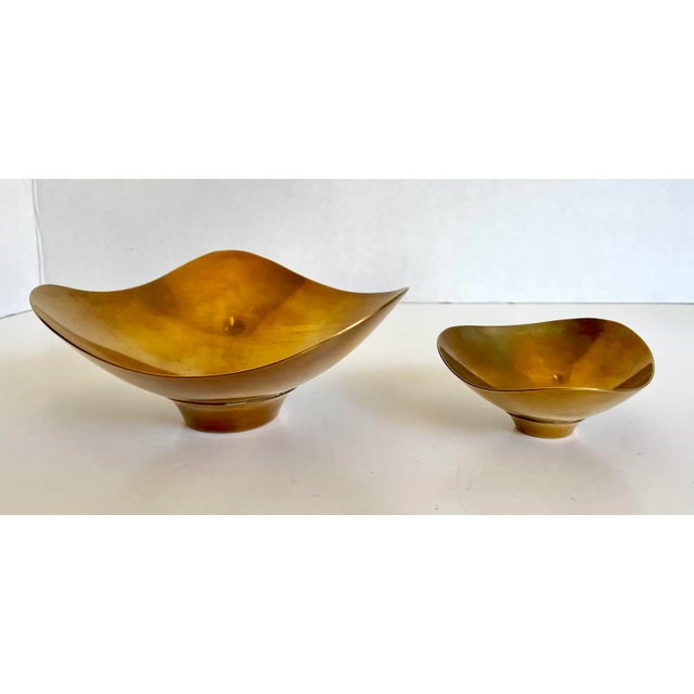 1960s Pair of Raymor Organically Shaped Brass Finger Trinket Bowls For Sale - Image 12 of 12