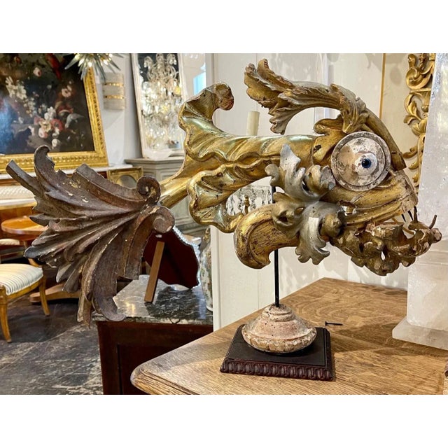 Gold 18th Century Giltwood Element Fish Sculpture For Sale - Image 8 of 8