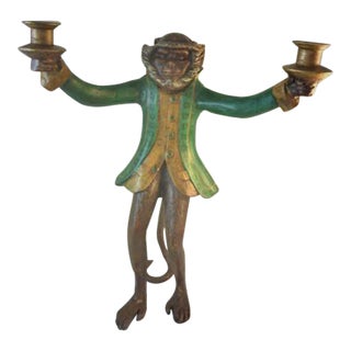 Huebbe Green Butler Monkey Candle Holder For Sale