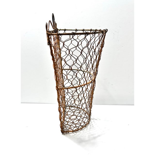 Tall Slender Vintage French Wire Wall Basket Planter - Flat Back For Sale - Image 4 of 7
