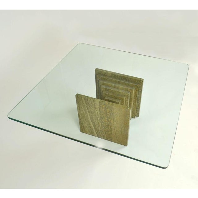 Square Marble Base Coffee Table with Glass Top attributed to Carlo Scarpa, 1960s For Sale - Image 12 of 18