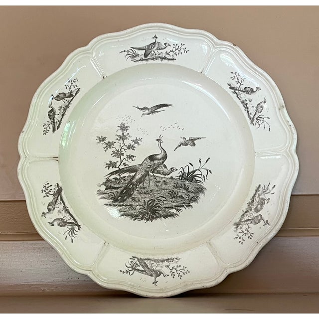 Antique 18th Century George III Leeds Exotic Birds Black Transfer Creamware Plate Circa 1770 For Sale - Image 4 of 13