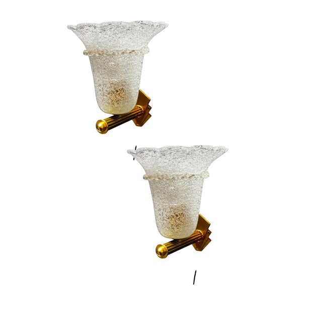Gold Venetian Murano Glass and Brass Sconces, 1960s, Set of 2 For Sale - Image 8 of 8