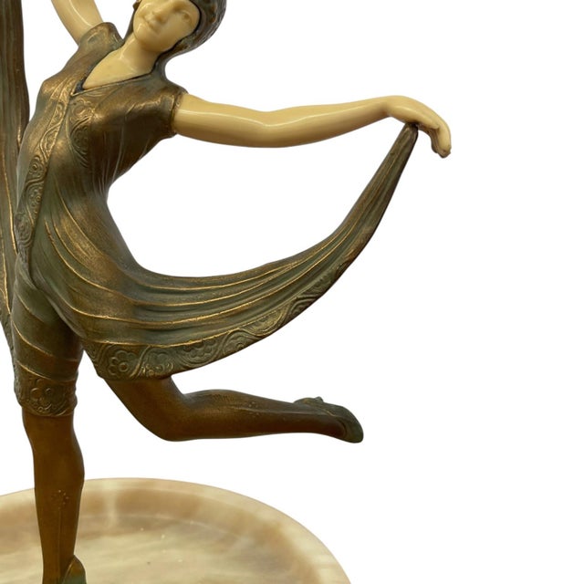 Art Deco 1970s Art Deco Style Figural Dancer Sculpture With Dish. For Sale - Image 3 of 10