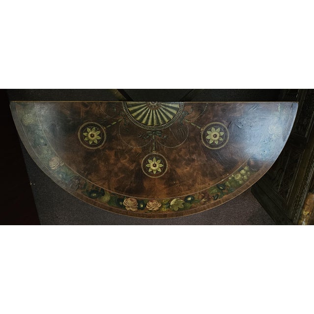 Wood 18th Century Georgian Hand Painted Demi-Lune Game Table For Sale - Image 7 of 17