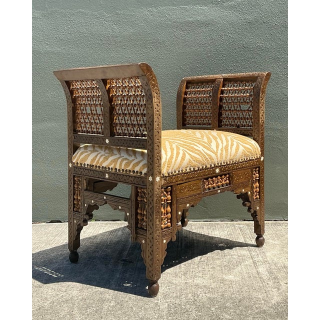 Vintage Moroccan Inlay Bench For Sale - Image 11 of 12